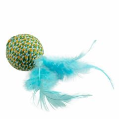 Duvo jolly bal met veren blauw